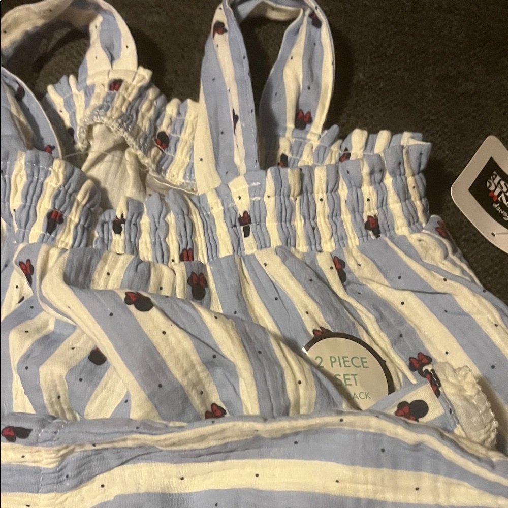 Disney blue and White Striped Two-Piece Set